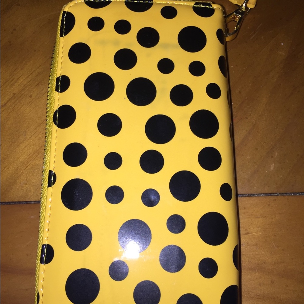 Yellow and black Polka dot wallet